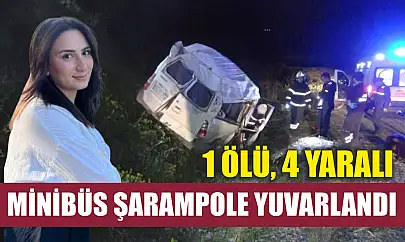 Minibüs şarampole yuvarlandı: 1 ölü, 4 yaralı