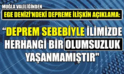 Muğla Valiliğinden Ege Denizi'ndeki depreme ilişkin açıklama