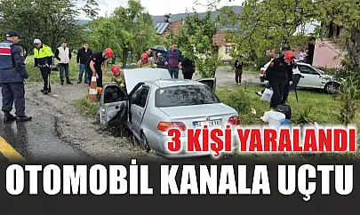 Otomobil kanala uçtu: 3 kişi yaralandı