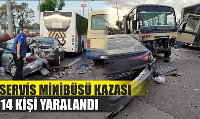 Servis minibüsü kazası: 14 kişi yaralandı