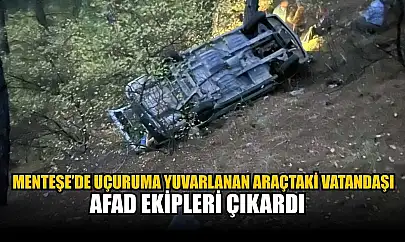 Uçuruma yuvarlanan araçtaki vatandaşı AFAD ekipleri çıkardı