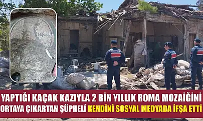 Yaptığı kaçak kazıyla 2 bin yıllık Roma mozaiğini ortaya çıkartan şüpheli kendini sosyal medyada ifşa etti