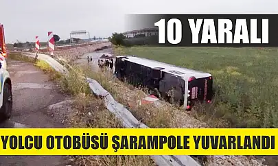 Yolcu otobüsü şarampole yuvarlandı: 10 yaralı