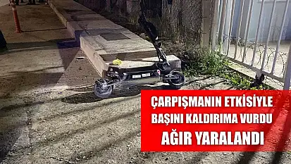 Çarpışmanın etkisiyle başını kaldırıma vurdu, ağır yaralandı