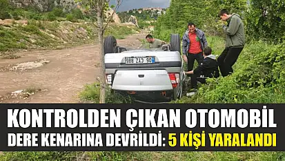 Kontrolden çıkan otomobil dere kenarına devrildi: 5 kişi yaralandı