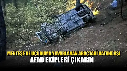 Uçuruma yuvarlanan araçtaki vatandaşı AFAD ekipleri çıkardı