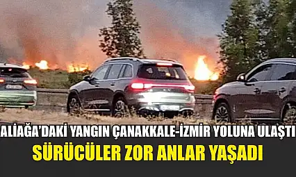 Aliağa'daki yangın Çanakkale-İzmir yoluna ulaştı, sürücüler zor anlar yaşadı