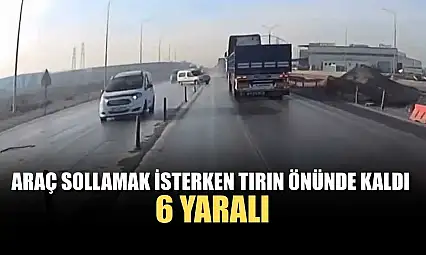 Araç sollamak isterken tırın önünde kaldı: 6 yaralı