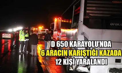 D 650 Karayolu'nda 6 aracın karıştığı kazada 12 kişi yaralandı