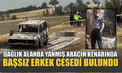 Dağlık alanda yanmış aracın kenarında başsız erkek cesedi bulundu