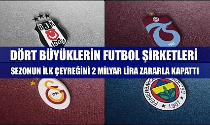 Dört büyüklerin futbol şirketleri sezonun ilk çeyreğini 2 milyar lira zararla kapattı