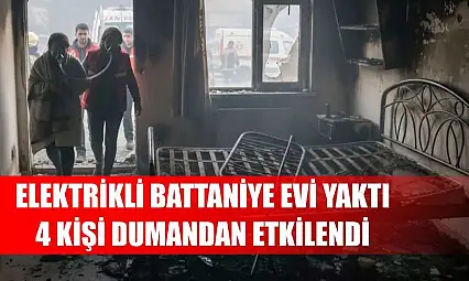 Elektrikli battaniye evi yaktı: 4 kişi dumandan etkilendi