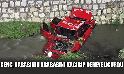 Genç, babasının arabasını kaçırıp dereye uçurdu