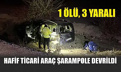 Hafif Ticari Araç Şarampole Devrildi: 1 Ölü, 3 Yaralı