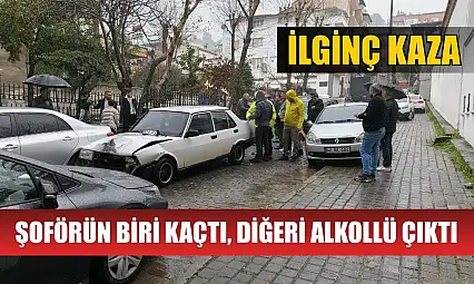 İlginç kaza, şoförün biri kaçtı, diğeri alkollü çıktı