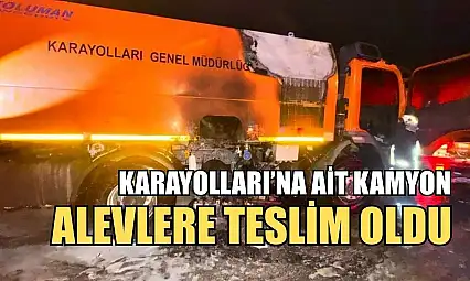 Karayolları'na ait kamyon alevlere teslim oldu
