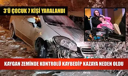 Kaygan zeminde kontrolü kaybedip kazaya neden oldu: 3'ü çocuk 7 kişi yaralandı
