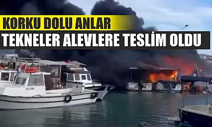 Korku dolu anlar: Tekneler alevlere teslim oldu