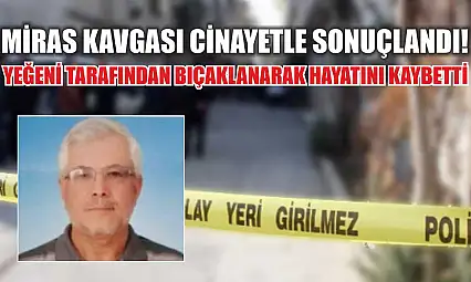 Miras kavgası cinayetle sonuçlandı! Yeğeni tarafından bıçaklanarak hayatını kaybetti