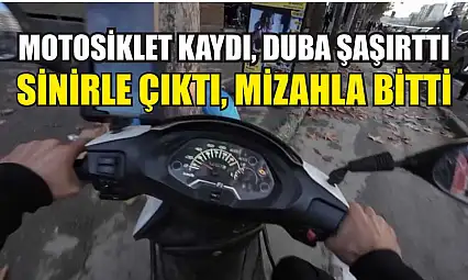 Motosiklet kaydı, duba şaşırttı: Sinirle çıktı, mizahla bitti