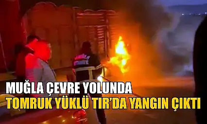 Muğla çevre yolunda tomruk yüklü tırda yangın çıktı