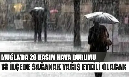 Muğla'da 28 Kasım Hava Durumu: 13 İlçede Sağanak Yağış Etkili Olacak