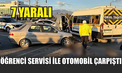 Öğrenci servisi ile otomobil çarpıştı: 7 yaralı
