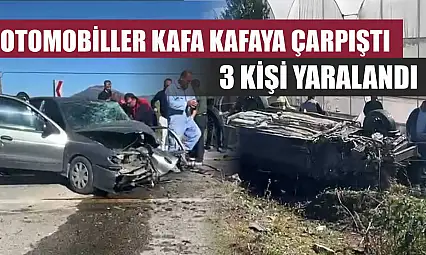 Otomobiller Kafa Kafaya Çarpıştı, 3 Kişi Yaralandı