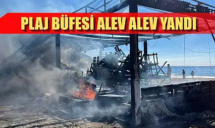 Plaj büfesi alev alev yandı