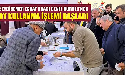 Seydikemer Esnaf Odası Genel Kurulu'nda oy kullanma işlemi başladı