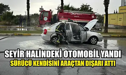 Seyir halindeki otomobil yandı: Sürücü kendisini araçtan dışarı attı