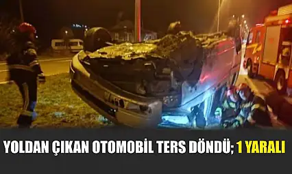 Yoldan çıkan otomobil ters döndü 1 yaralı
