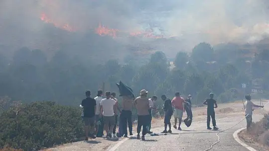 Denizden çıkan turistler yangını söndürmeye gitti