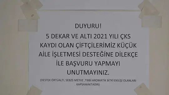 Küçük aile işletmelerine tarımsal destek
