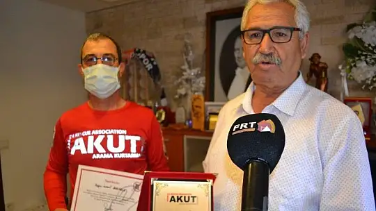 Fethiye AKUT Ekibi'nden Başoğlu'na teşekkür plaketi