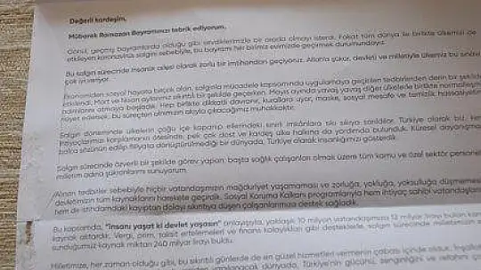 Cumhurbaşkanı Erdoğan'ın mektubu Fethiye'ye de ulaştı