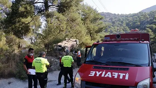 Fethiye'de otomobil takla attı: 2 yaralı