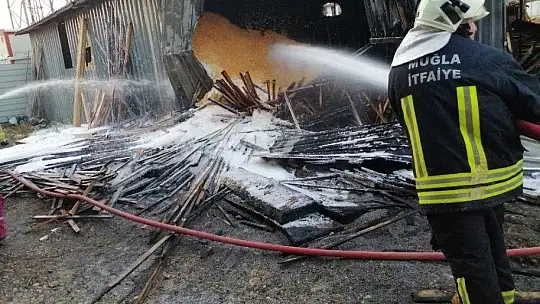 Ortaca'da kereste deposunda çıkan yangın hasara neden oldu
