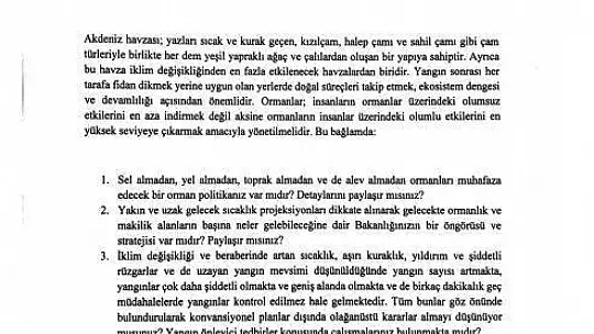 CHP'li Özcan'dan Tarım ve Orman Bakanına orman yangınları ile ilgili 41 soru