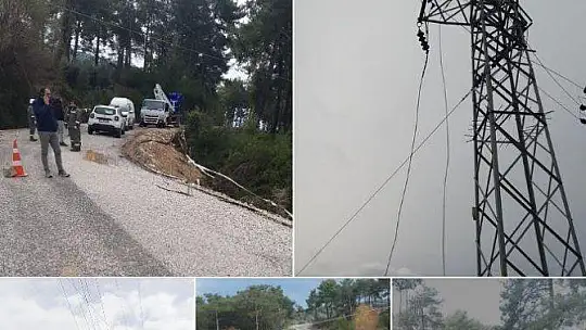 FIRTINA ELEKTRİK DİREKLERİNDE BULUNAN HATLARI KOPARDI