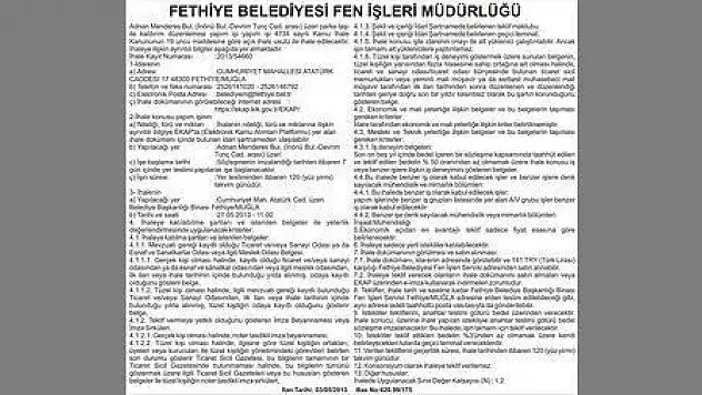 FETHİYE BELEDİYESİ FEN İŞLERİ MÜDÜRLÜĞÜ