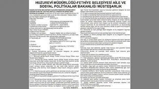 HUZUREVİ MÜDÜRLÜĞÜ FETHİYE BELEDİYESİ AİLE VE SOSYAL POLİTİKALAR BAKANLIĞI MÜSTEŞARLIK
