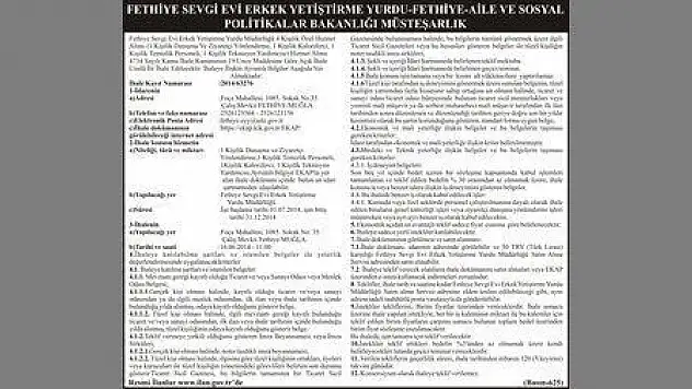 FETHİYE SEVGİ EVİ ERKEK YETİŞTİRME YURDU - FETHİYE - AİLE VE SOSYAL POLİTİKALAR MÜDÜRLÜĞÜ