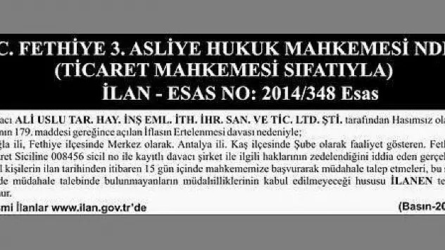 FETHİYE 3.ASLİYE HUKUK MAHKEMESİ