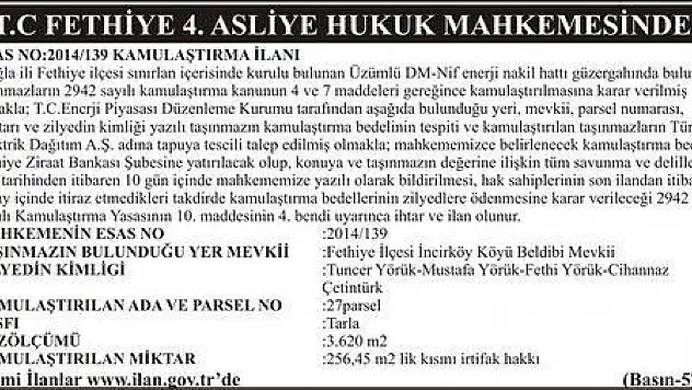 FETHİYE 4.ASLİYE HUKUK MAHKEMESİNDEN