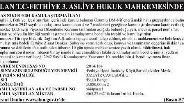 FETHİYE 3.ASLİYE HUKUK MAHKEMESİNDEN