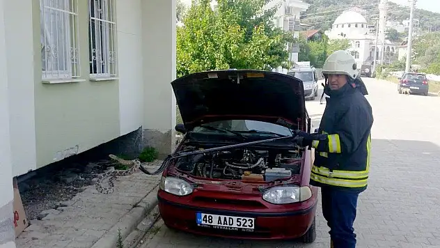 Aracın motoruna giren yılanı itfaiye çıkardı