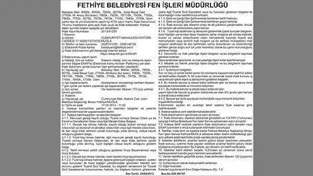FETHİYE BELEDİYESİ FEN İŞLERİ MÜDÜRLÜĞÜ