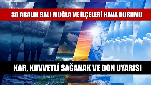30 Aralık Salı Muğla ve ilçeleri Hava Durumu: Kar, Kuvvetli Sağanak ve Don Uyarısı