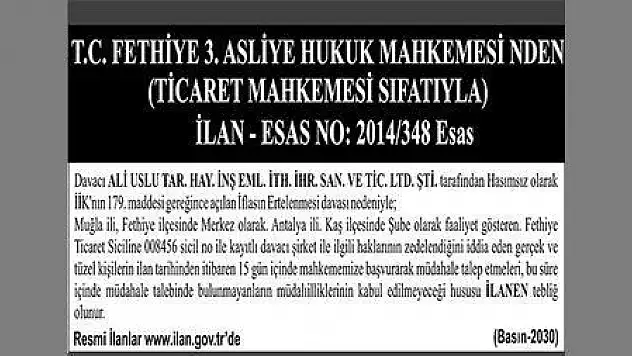 FETHİYE 3.ASLİYE HUKUK MAHKEMESİ